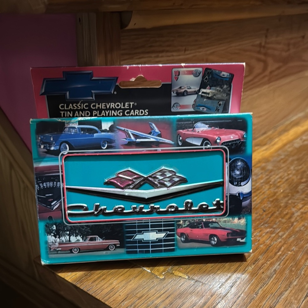 LIMITED EDITION Chevrolet Classic Tin with Playing Cards Tin not Bent
